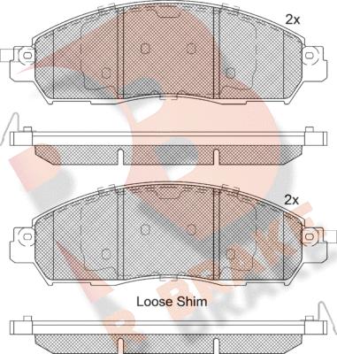 R Brake RB2249 - Тормозные колодки, дисковые, комплект autospares.lv