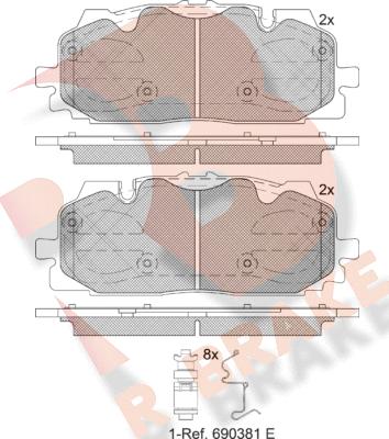 R Brake RB2254 - Тормозные колодки, дисковые, комплект autospares.lv