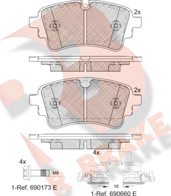 R Brake RB2256-208 - Тормозные колодки, дисковые, комплект autospares.lv