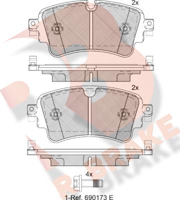 R Brake RB2256 - Тормозные колодки, дисковые, комплект autospares.lv