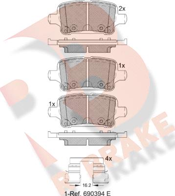 R Brake RB2257 - Тормозные колодки, дисковые, комплект autospares.lv