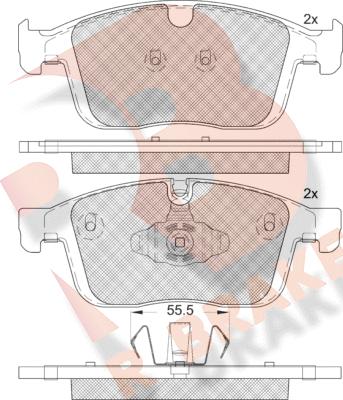 R Brake RB2266 - Тормозные колодки, дисковые, комплект autospares.lv