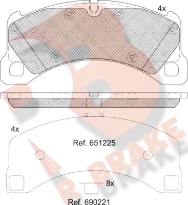 R Brake RB2206-208 - Тормозные колодки, дисковые, комплект autospares.lv