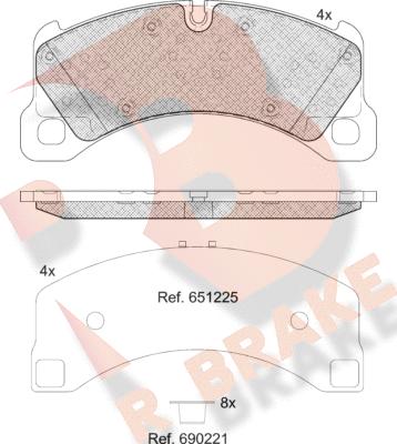 R Brake RB2206 - Тормозные колодки, дисковые, комплект autospares.lv