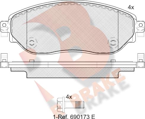 R Brake RB2219 - Тормозные колодки, дисковые, комплект autospares.lv