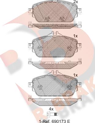 R Brake RB2212 - Тормозные колодки, дисковые, комплект autospares.lv