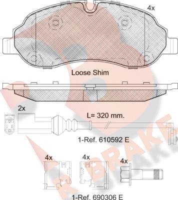 R Brake RB2217 - Тормозные колодки, дисковые, комплект autospares.lv