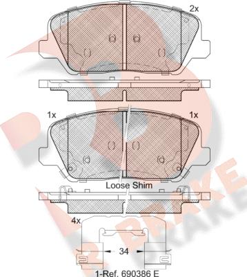 R Brake RB2239 - Тормозные колодки, дисковые, комплект autospares.lv