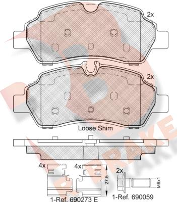 R Brake RB2224 - Тормозные колодки, дисковые, комплект autospares.lv