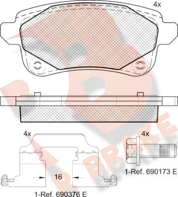 R Brake RB2222-208 - Тормозные колодки, дисковые, комплект autospares.lv