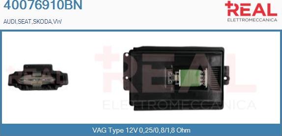 REAL 40076910BN - Сопротивление, реле, вентилятор салона autospares.lv