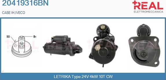 REAL 20419316BN - Стартер autospares.lv