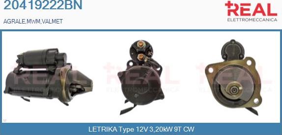 REAL 20419222BN - Стартер autospares.lv