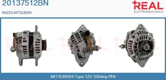 REAL 20137512BN - Генератор autospares.lv