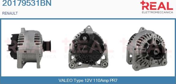 REAL 20179531BN - Генератор autospares.lv