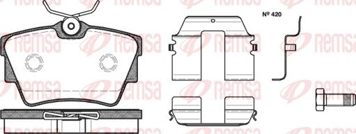 Remsa 0591.20 - Тормозные колодки, дисковые, комплект autospares.lv