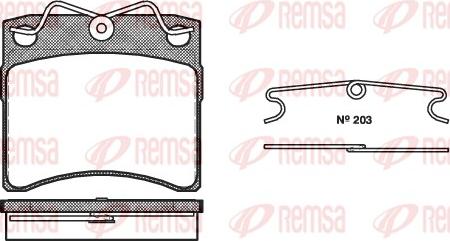 Remsa 0385.00 - Тормозные колодки, дисковые, комплект autospares.lv