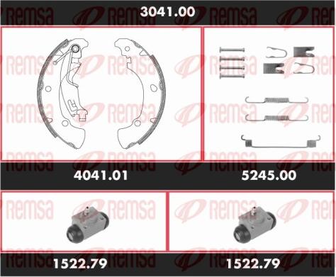 Remsa 3041.00 - Комплект тормозных колодок, барабанные autospares.lv