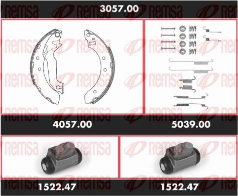 Remsa 3057.00 - Комплект тормозных колодок, барабанные autospares.lv