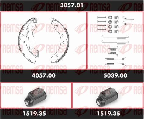 Remsa 3057.01 - Комплект тормозных колодок, барабанные autospares.lv