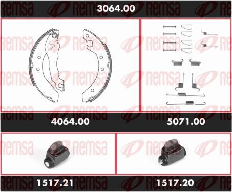 Remsa 3064.00 - Комплект тормозных колодок, барабанные autospares.lv