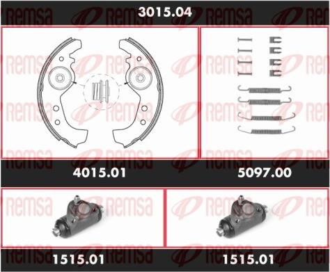 Remsa 3015.04 - Комплект тормозных колодок, барабанные autospares.lv