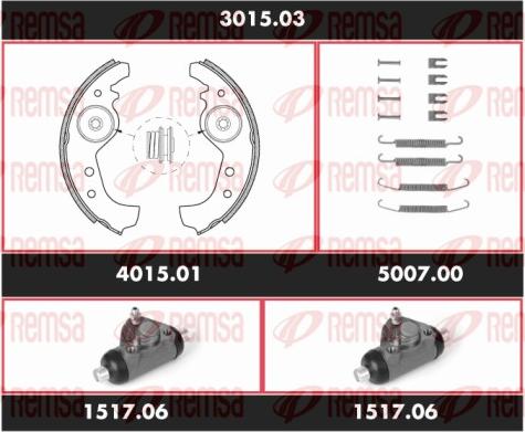 Remsa 3015.03 - Комплект тормозных колодок, барабанные autospares.lv