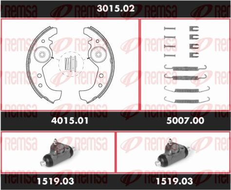 Remsa 3015.02 - Комплект тормозных колодок, барабанные autospares.lv