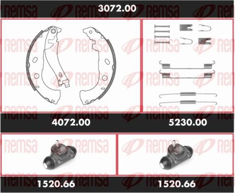 Remsa 3072.00 - Комплект тормозных колодок, барабанные autospares.lv