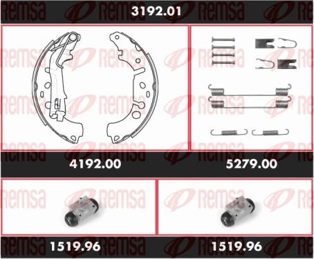 Remsa 3192.01 - Комплект тормозных колодок, барабанные autospares.lv