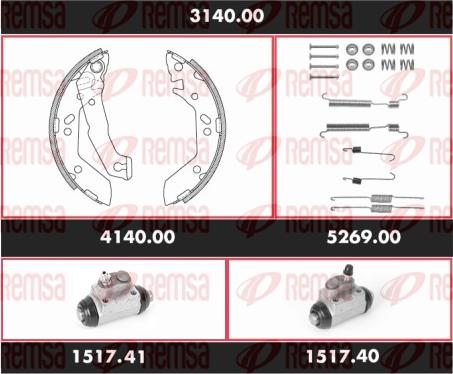 Remsa 3140.00 - Комплект тормозных колодок, барабанные autospares.lv