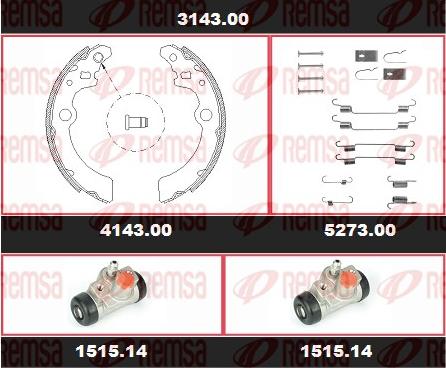 Remsa 3143.00 - Комплект тормозных колодок, барабанные autospares.lv