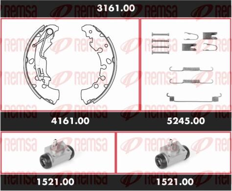 Remsa 3161.00 - Комплект тормозных колодок, барабанные autospares.lv