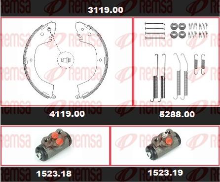 Remsa 3119.00 - Комплект тормозных колодок, барабанные autospares.lv