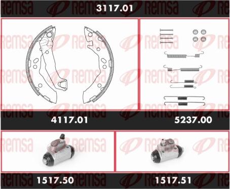 Remsa 3117.01 - Комплект тормозных колодок, барабанные autospares.lv