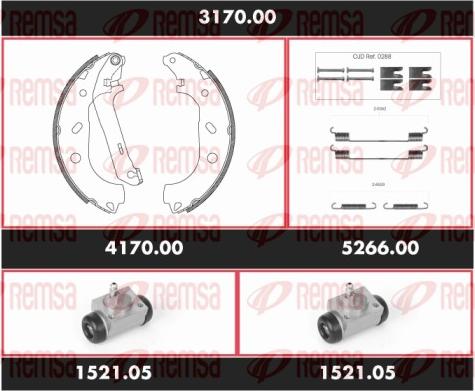 Remsa 3170.00 - Комплект тормозных колодок, барабанные autospares.lv