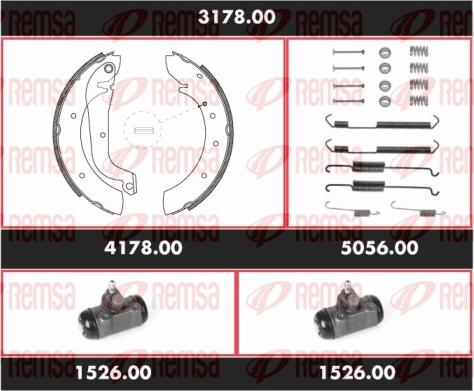 Remsa 3178.00 - Комплект тормозных колодок, барабанные autospares.lv