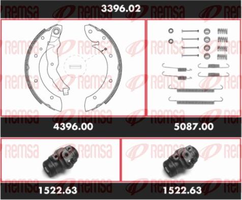 Remsa 3396.02 - Комплект тормозных колодок, барабанные autospares.lv