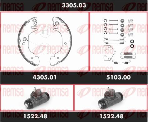 Remsa 3305.03 - Комплект тормозных колодок, барабанные autospares.lv