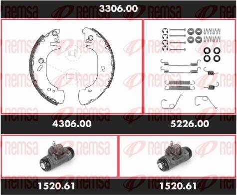 Remsa 3306.00 - Комплект тормозных колодок, барабанные autospares.lv