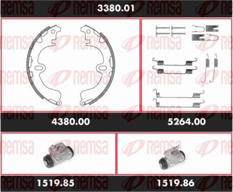 Remsa 3380.01 - Комплект тормозных колодок, барабанные autospares.lv