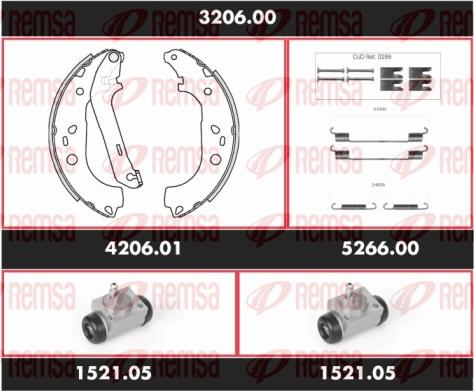 Remsa 3206.00 - Комплект тормозных колодок, барабанные autospares.lv