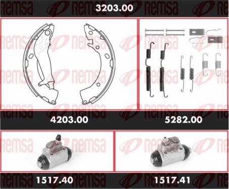 Remsa 3203.00 - Комплект тормозных колодок, барабанные autospares.lv