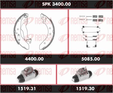 Remsa SPK 3400.00 - Комплект тормозных колодок, барабанные autospares.lv