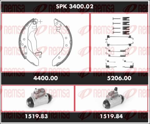 Remsa SPK 3400.02 - Комплект тормозных колодок, барабанные autospares.lv