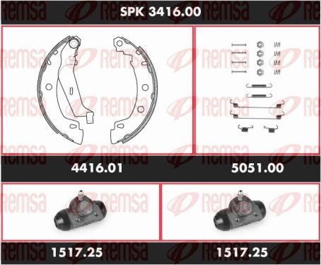 Remsa SPK 3416.00 - Комплект тормозных колодок, барабанные autospares.lv