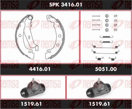 Remsa SPK 3416.01 - Комплект тормозных колодок, барабанные autospares.lv