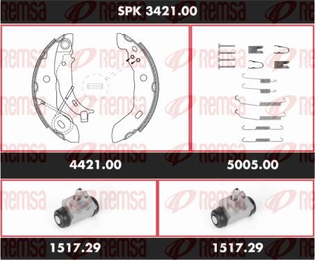 Remsa SPK 3421.00 - Комплект тормозных колодок, барабанные autospares.lv