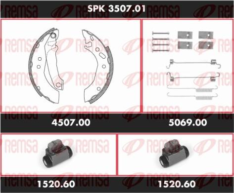 Remsa SPK 3507.01 - Комплект тормозных колодок, барабанные autospares.lv