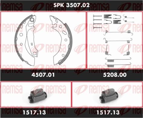 Remsa SPK 3507.02 - Комплект тормозных колодок, барабанные autospares.lv
